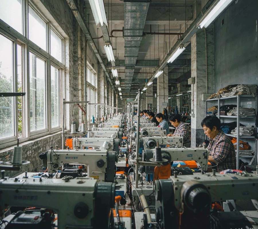 Garment factory production floor
